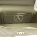 Chanel Trendy Top Handle Long Vanity Case with Chain Khaki Caviar Light Gold Hardware
