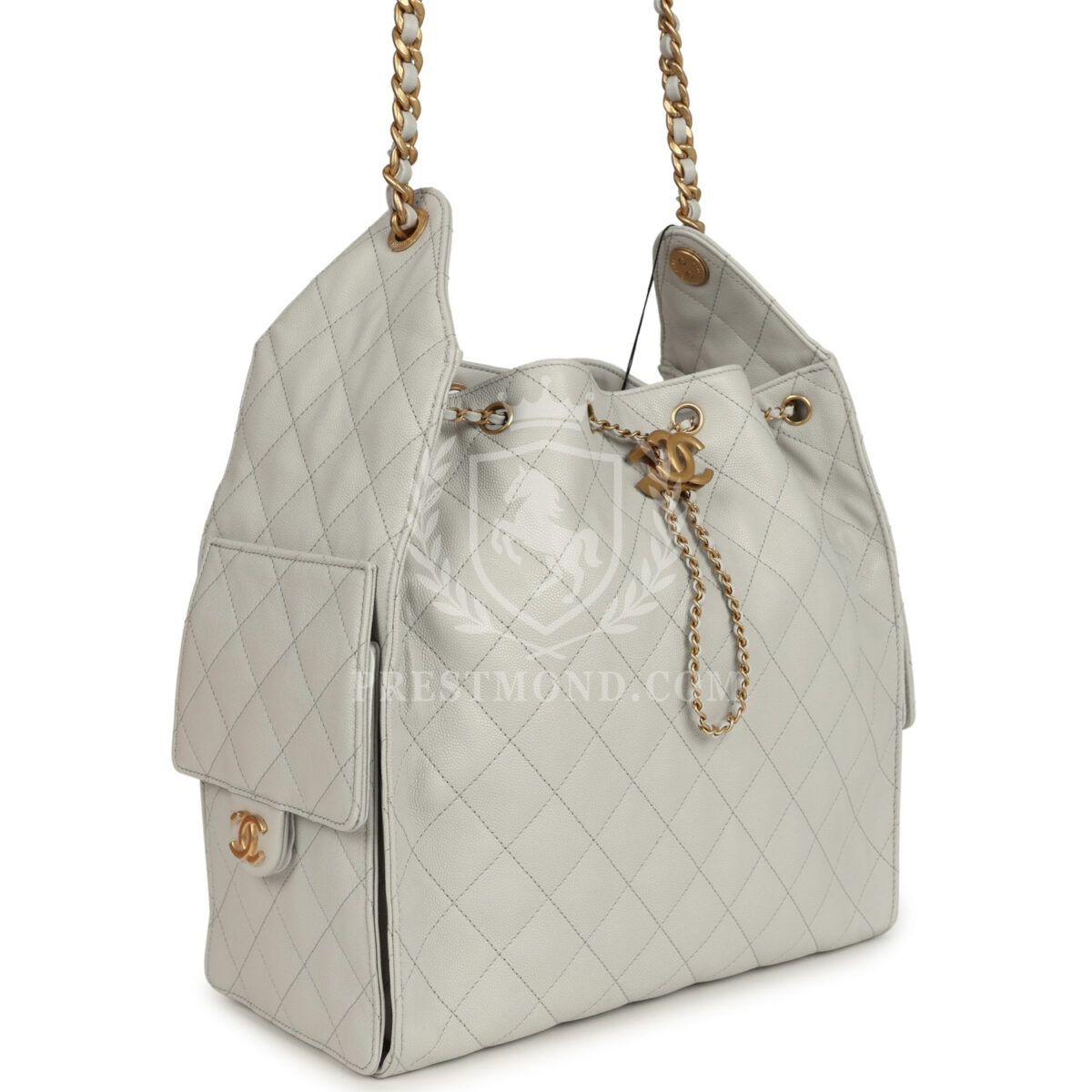 Chanel Medium 25 Hobo Bag Light Grey Caviar Antique Gold Hardware — изображение 2
