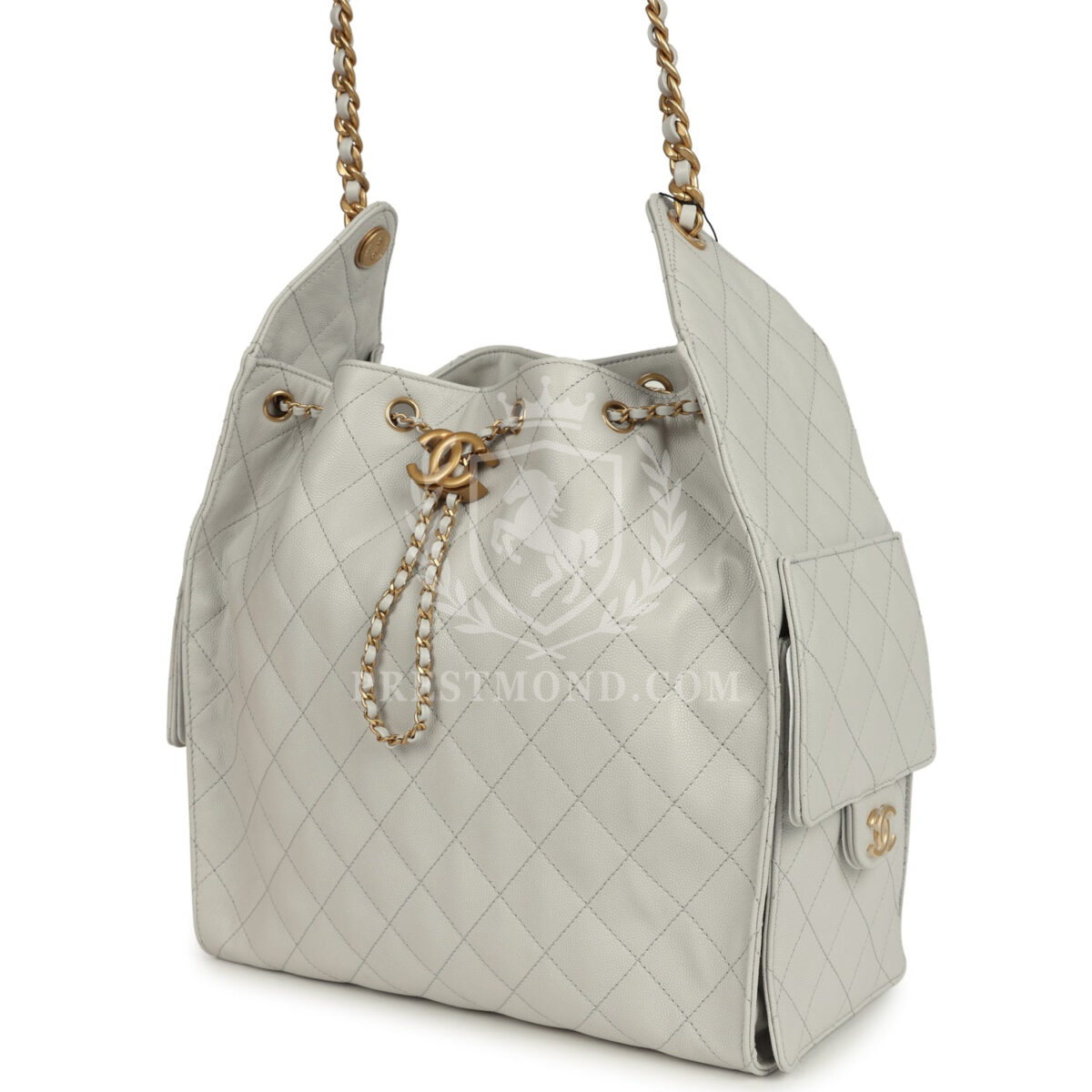 Chanel Medium 25 Hobo Bag Light Grey Caviar Antique Gold Hardware — изображение 3