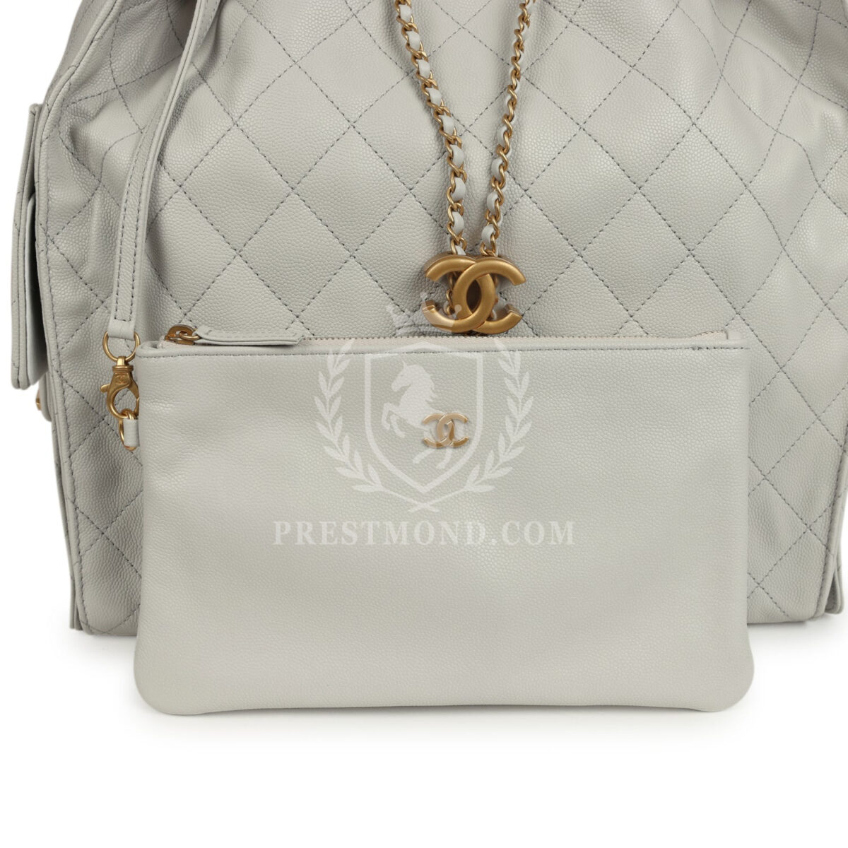 Chanel Medium 25 Hobo Bag Light Grey Caviar Antique Gold Hardware — изображение 8