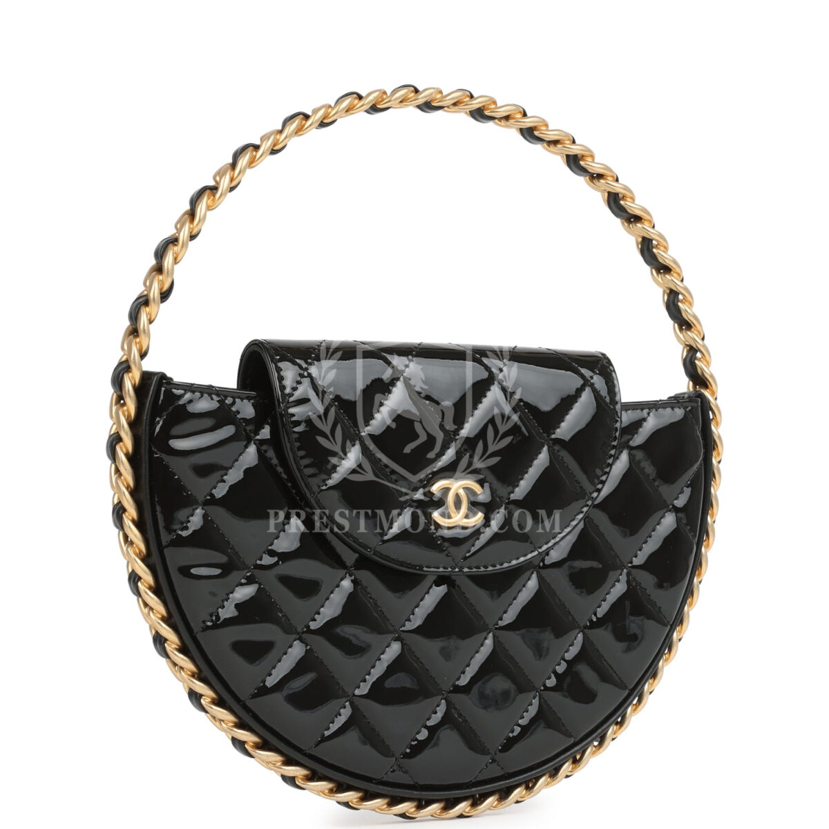 Chanel Hoop Bag Black Patent Leather Gold Hardware — изображение 2