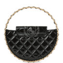Chanel Hoop Bag Black Patent Leather Gold Hardware