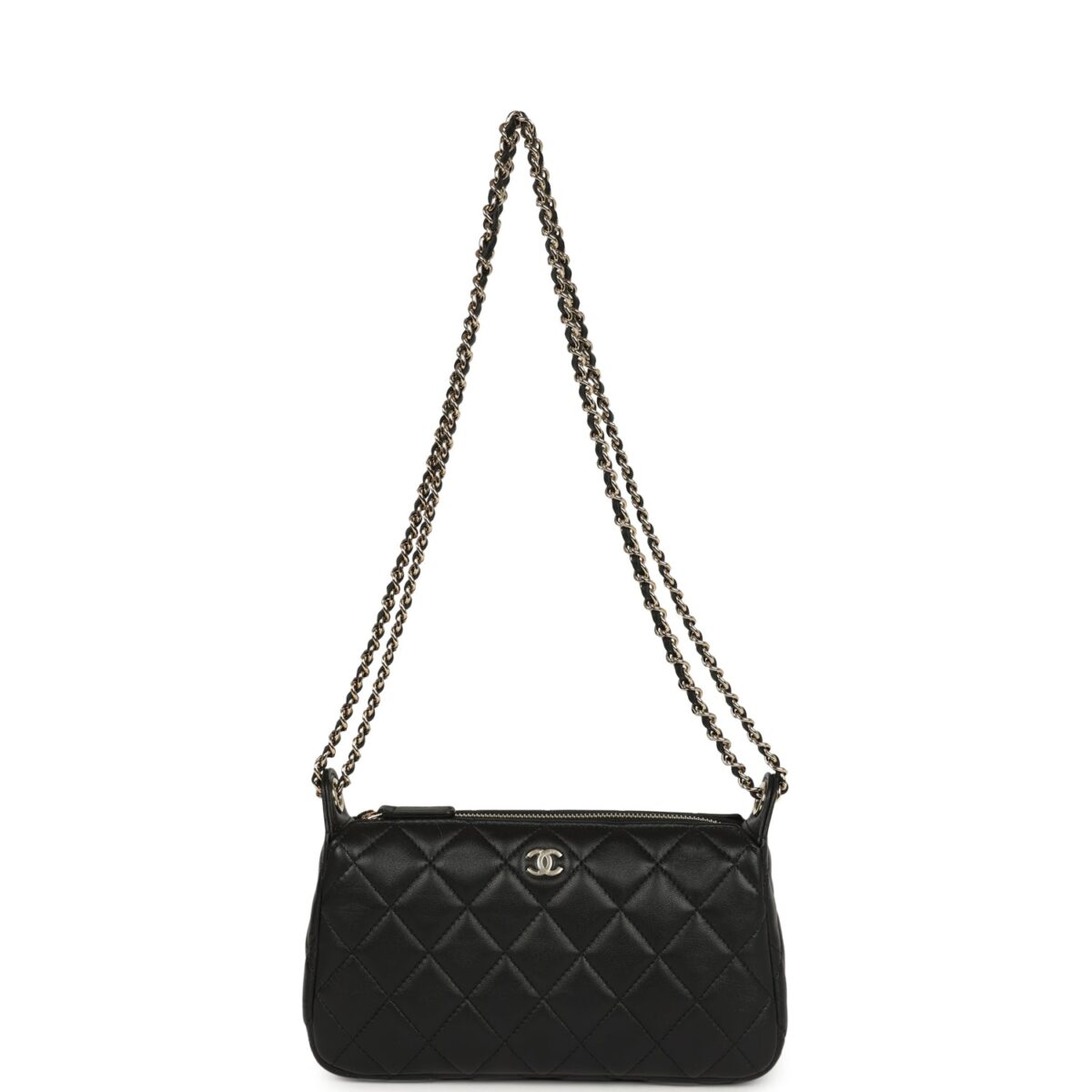 Chanel Small CC Shoulder Bag Black Lambskin Light Gold Hardware