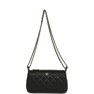 Chanel Small CC Shoulder Bag Black Lambskin Light Gold Hardware