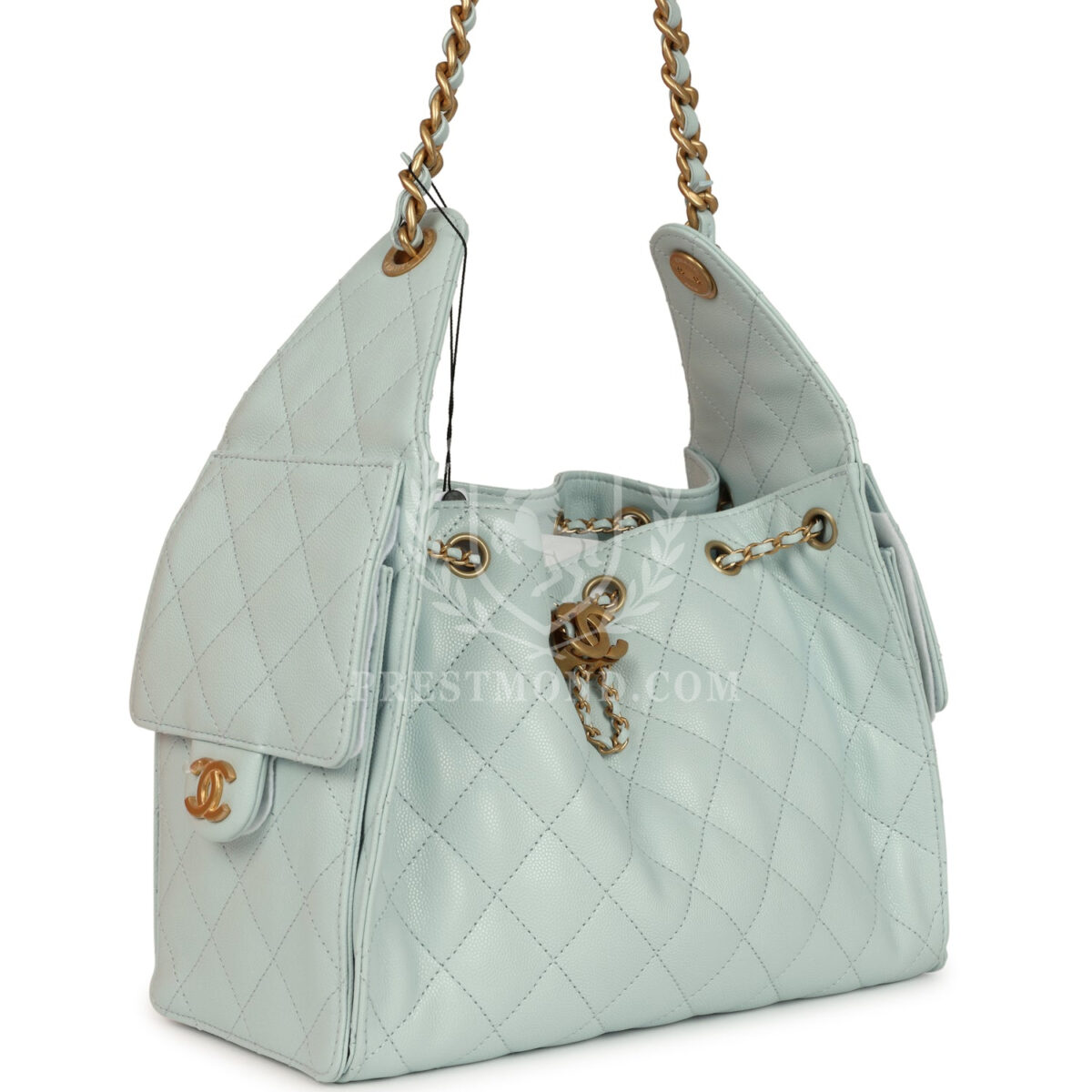 Chanel Small 25 Hobo Bag Light Blue Caviar Antique Gold Hardware — изображение 2