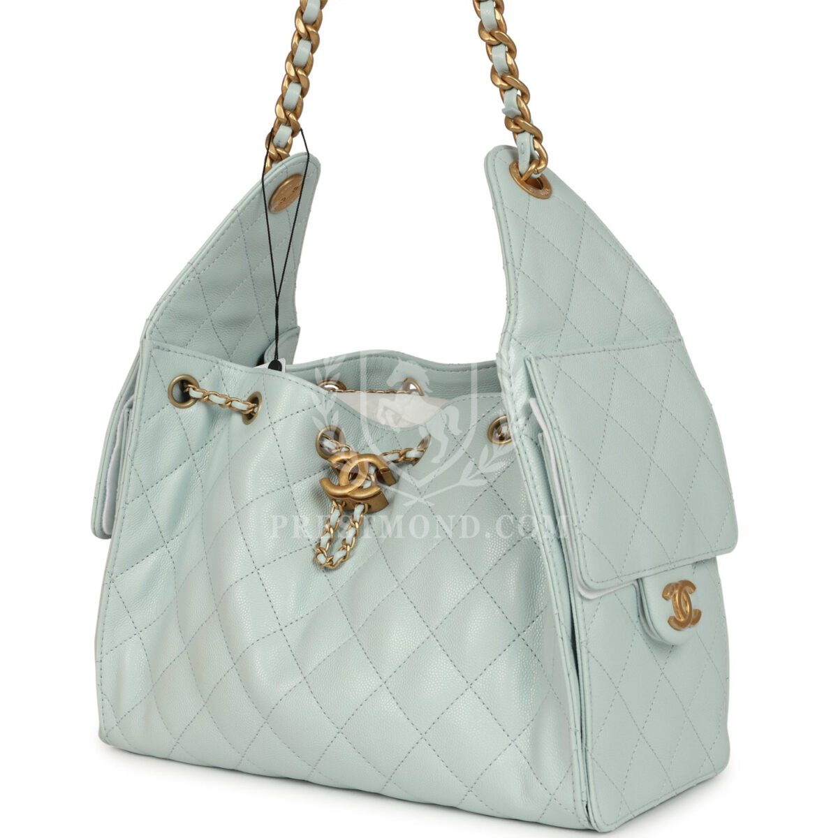 Chanel Small 25 Hobo Bag Light Blue Caviar Antique Gold Hardware — изображение 3