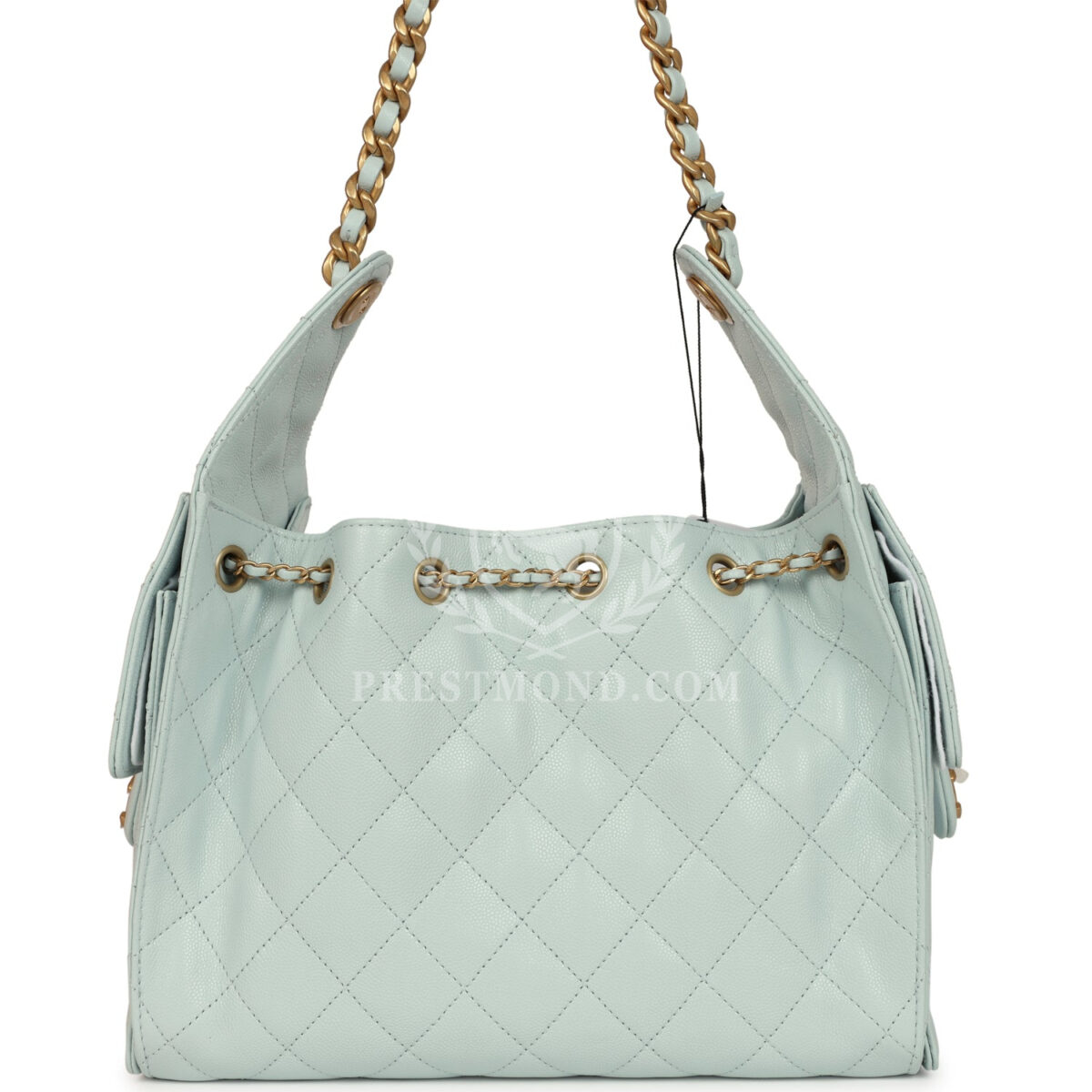 Chanel Small 25 Hobo Bag Light Blue Caviar Antique Gold Hardware — изображение 5