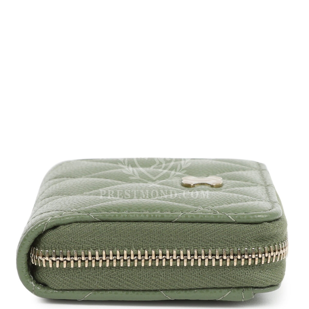 Chanel Classic Zipped Coin Purse Wallet Khaki Shiny Caviar Light Gold Hardware — изображение 3