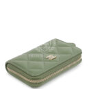 Chanel Classic Zipped Coin Purse Wallet Khaki Shiny Caviar Light Gold Hardware