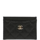 Chanel Classic Card Holder Wallet Black Caviar Gold Hardware