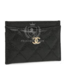 Chanel Classic Card Holder Wallet Black Caviar Gold Hardware