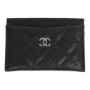 Chanel Classic Card Holder Wallet Black Caviar Silver Hardware