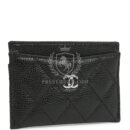 Chanel Classic Card Holder Wallet Black Caviar Silver Hardware