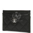 Chanel Classic Card Holder Wallet Black Caviar Silver Hardware