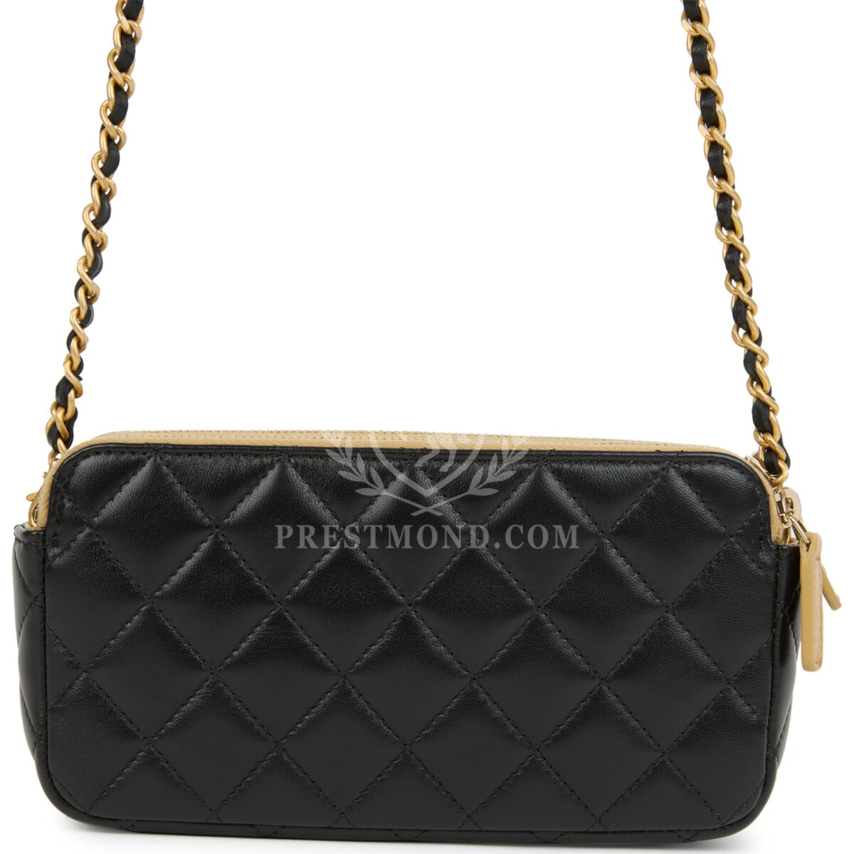Chanel Double Touch Phone Holder with Chain Black & Brown Shiny Lambskin and Suede Brushed Gold Hardware — изображение 4