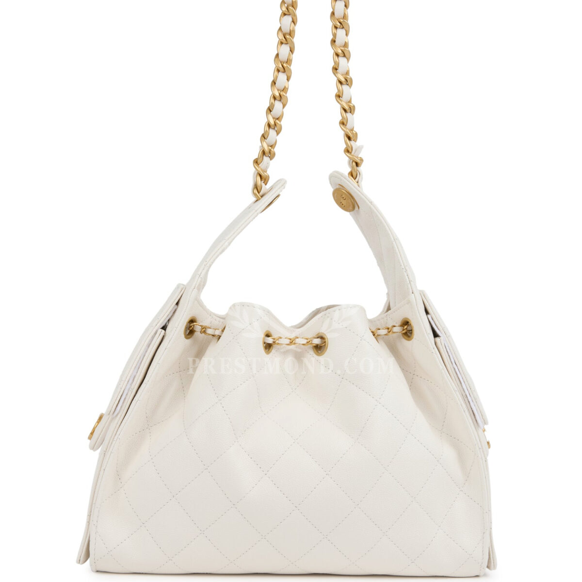Chanel Small 25 Hobo Bag White Caviar Antique Gold Hardware — изображение 4