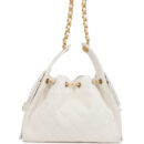 Chanel Small 25 Hobo Bag White Caviar Antique Gold Hardware