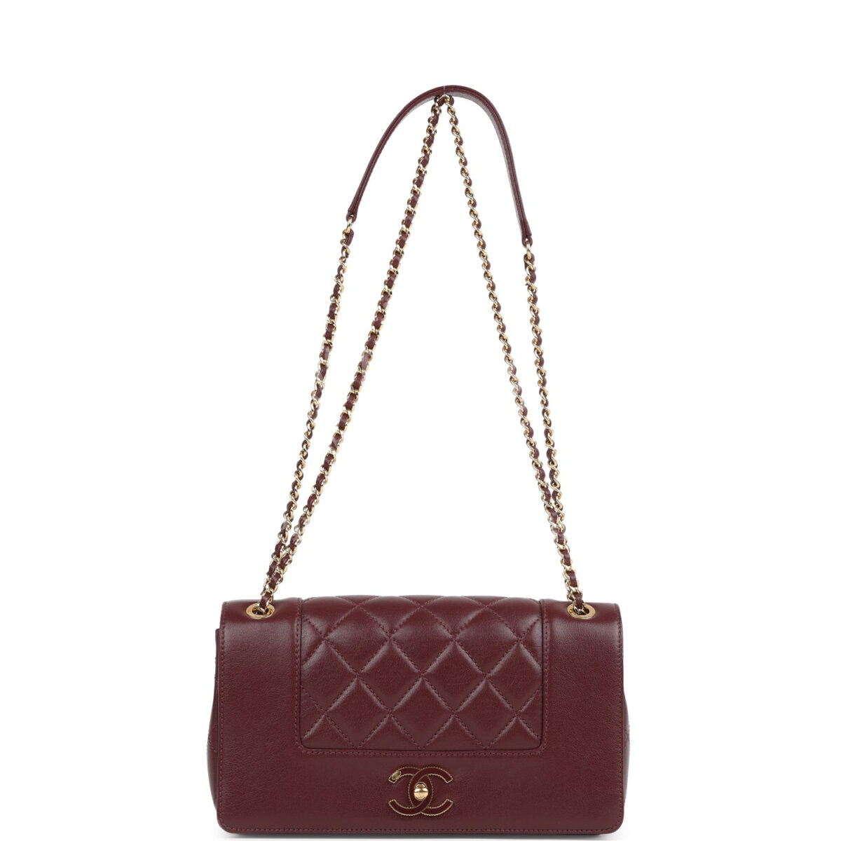 Chanel Medium Mademoiselle Flap Bag Burgundy Sheepskin Gold Hardware — изображение 8