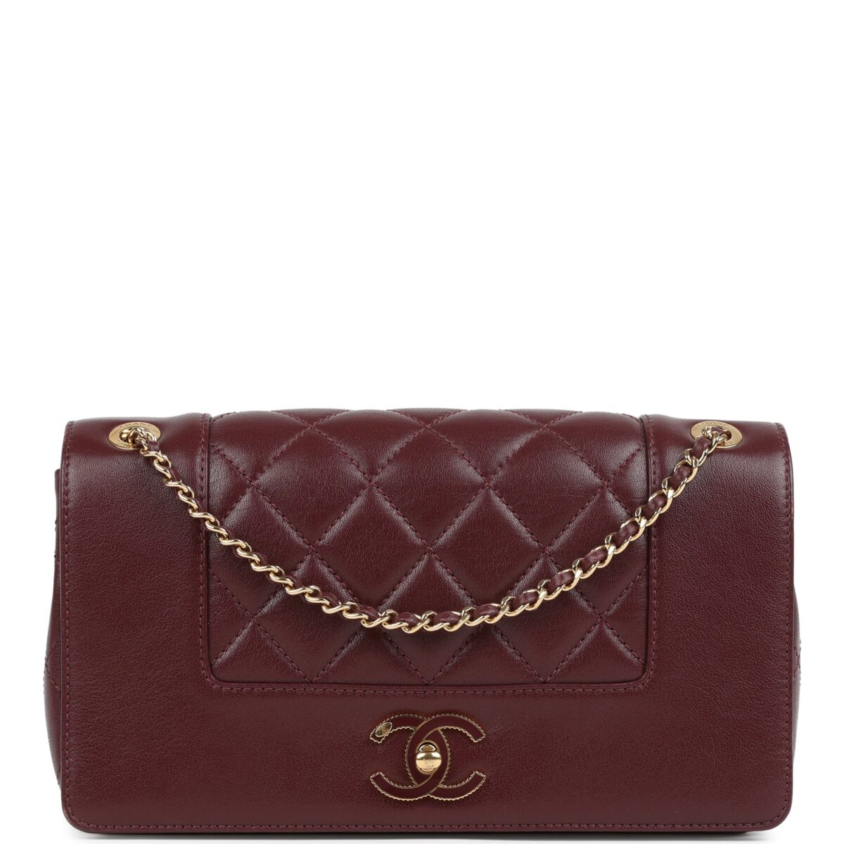 Chanel Medium Mademoiselle Flap Bag Burgundy Sheepskin Gold Hardware