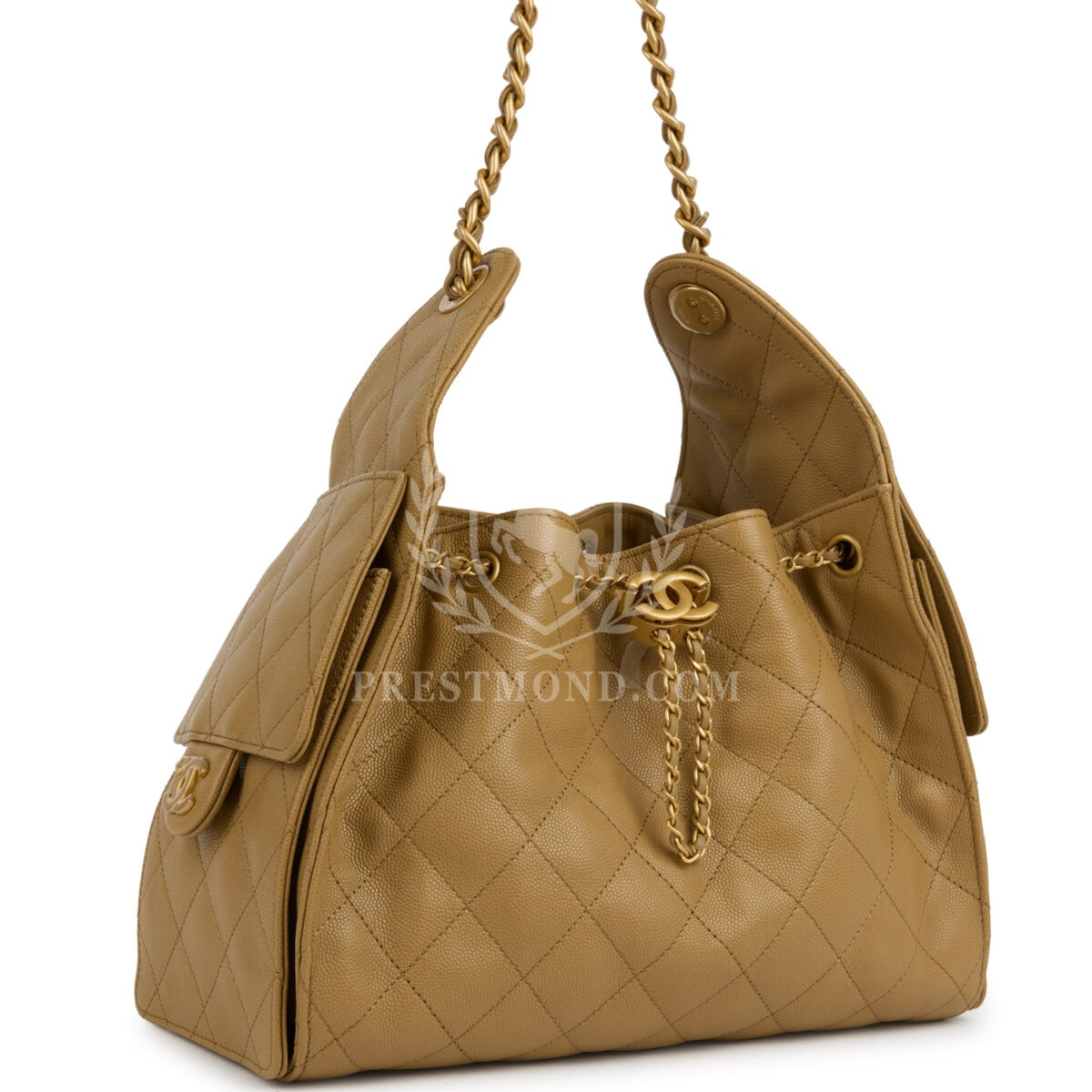 Chanel Small 25 Hobo Bag Dark Beige Caviar Antique Gold Hardware — изображение 2