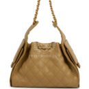 Chanel Small 25 Hobo Bag Dark Beige Caviar Antique Gold Hardware