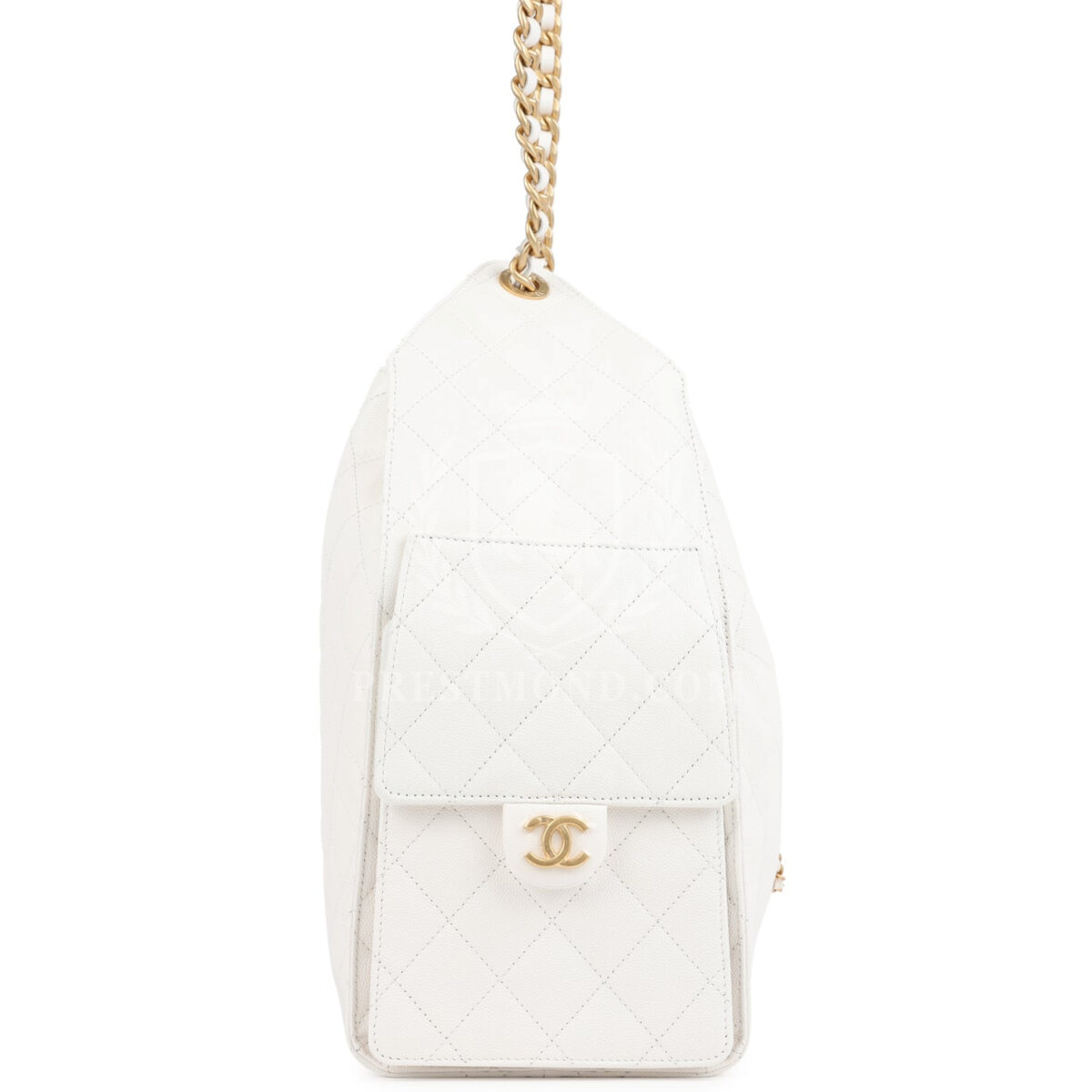 Chanel Medium 25 Hobo Bag White Caviar Antique Gold Hardware — изображение 2