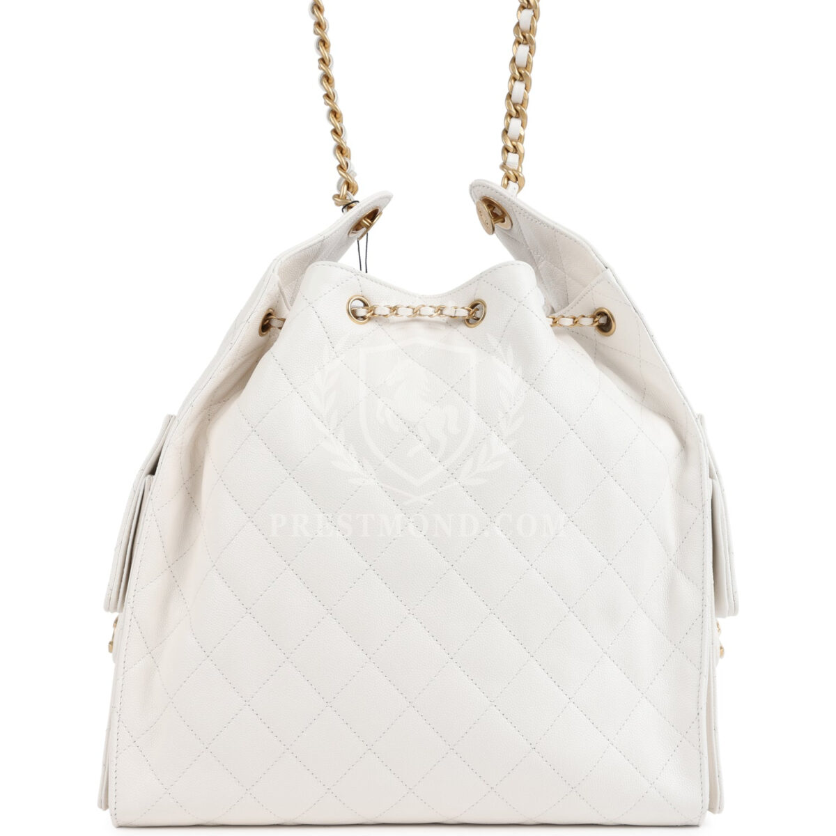 Chanel Medium 25 Hobo Bag White Caviar Antique Gold Hardware — изображение 4