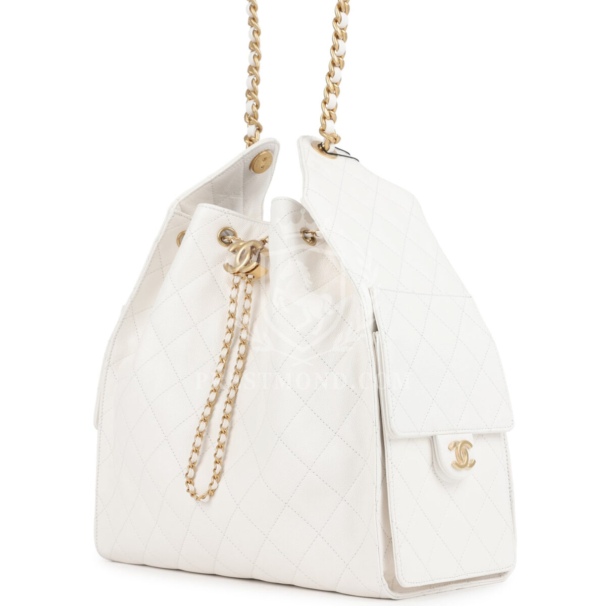 Chanel Medium 25 Hobo Bag White Caviar Antique Gold Hardware — изображение 5
