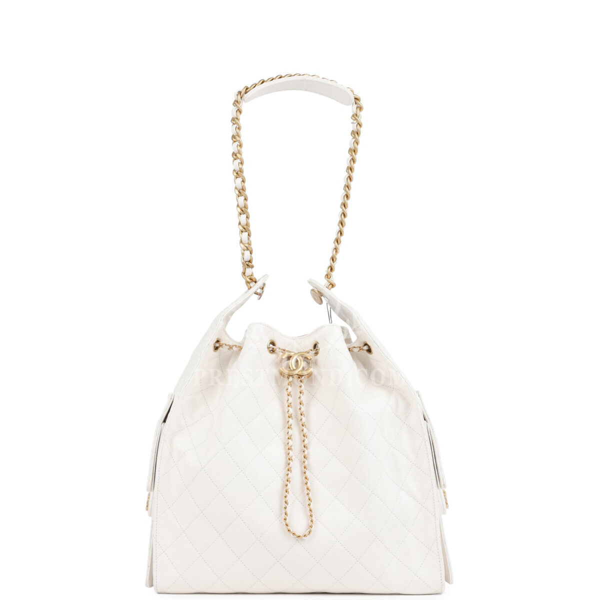 Chanel Medium 25 Hobo Bag White Caviar Antique Gold Hardware — изображение 7