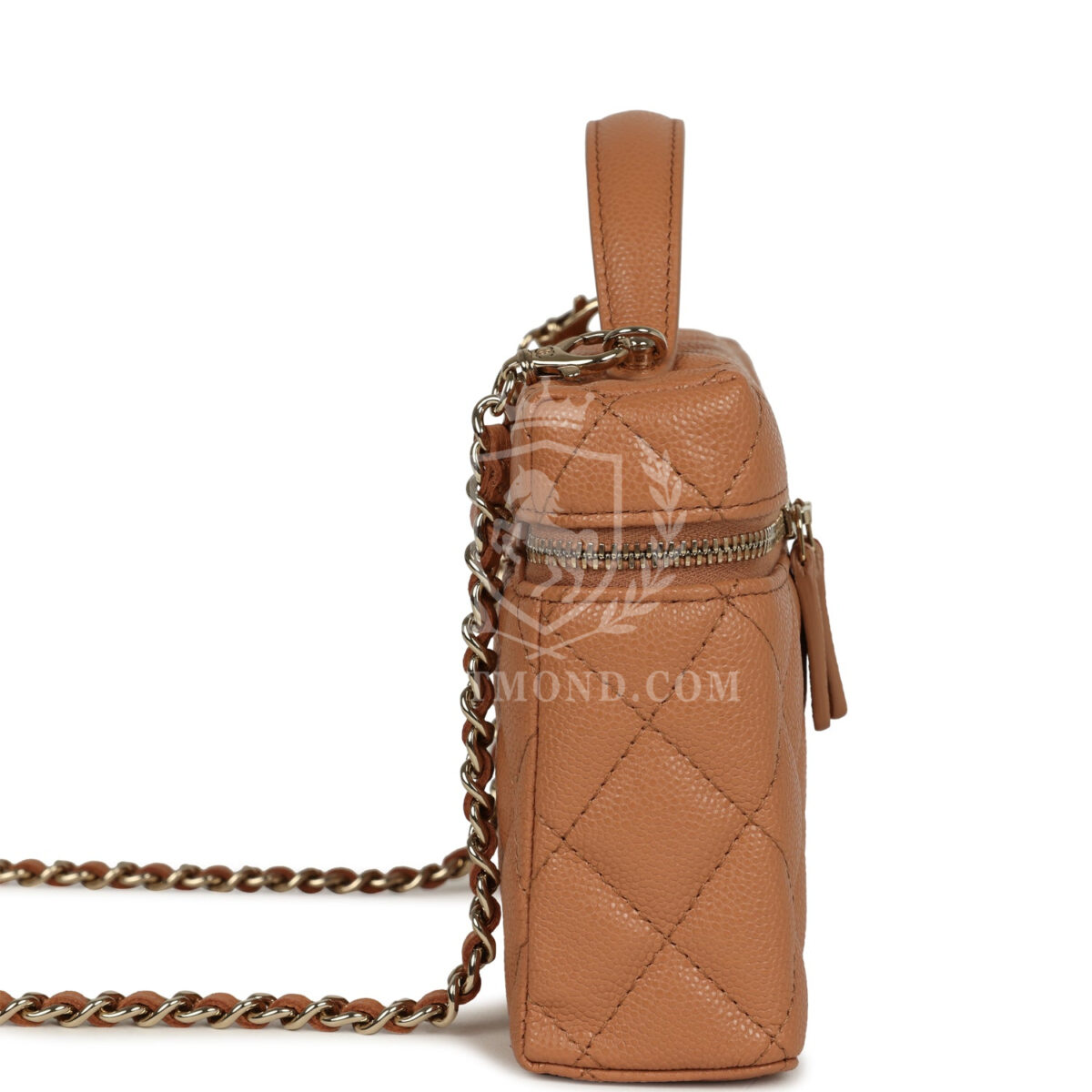 Chanel Top Handle Long Vanity Case with Chain Caramel Shiny Caviar Light Gold Hardware — изображение 3