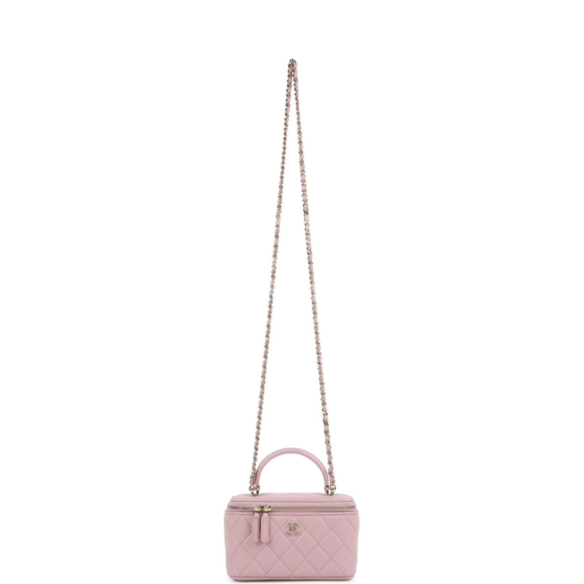 Chanel Small Top Handle Vanity Case Pink Lambskin Light Gold Hardware — изображение 7