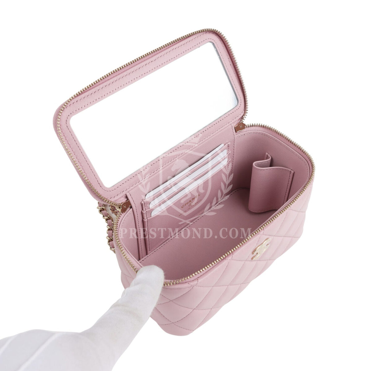 Chanel Small Top Handle Vanity Case Pink Lambskin Light Gold Hardware — изображение 8