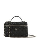 Chanel Top Handle Long Vanity Case with Chain Black Shiny Caviar Light Gold Hardware