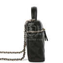 Chanel Top Handle Long Vanity Case with Chain Black Shiny Caviar Light Gold Hardware