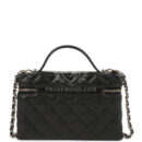 Chanel Top Handle Long Vanity Case with Chain Black Shiny Caviar Light Gold Hardware