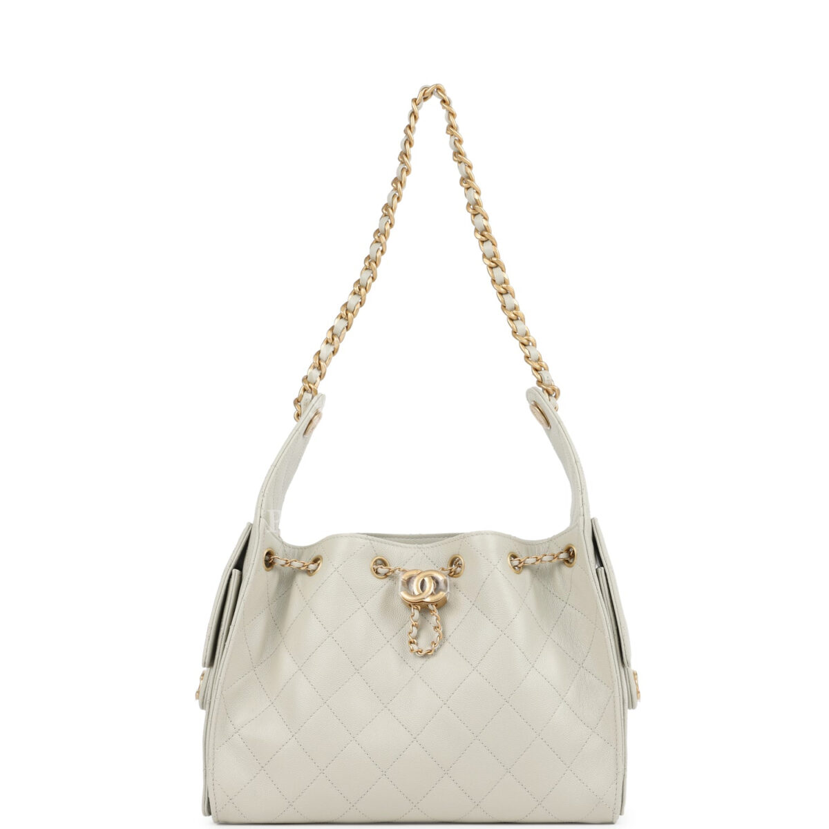 Chanel Small 25 Hobo Bag Light Grey Caviar Antique Gold Hardware — изображение 7
