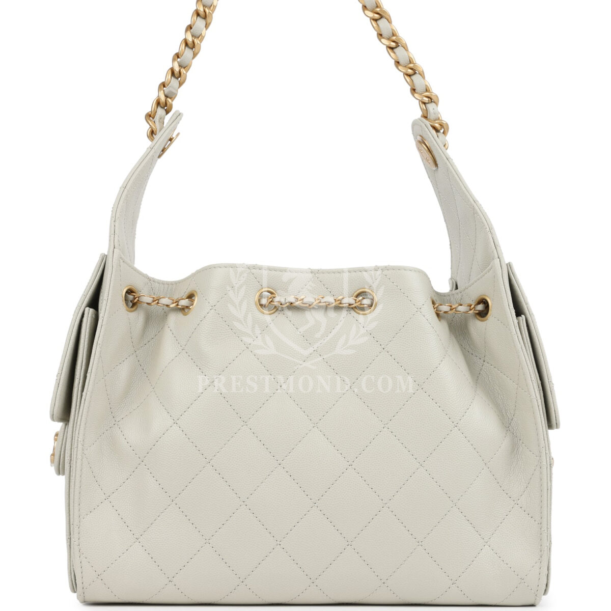 Chanel Small 25 Hobo Bag Light Grey Caviar Antique Gold Hardware — изображение 4