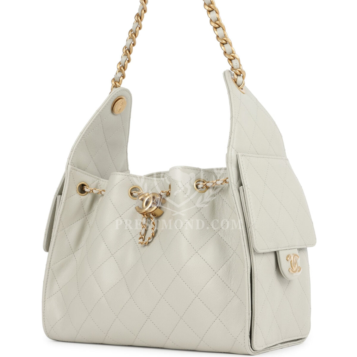 Chanel Small 25 Hobo Bag Light Grey Caviar Antique Gold Hardware — изображение 5