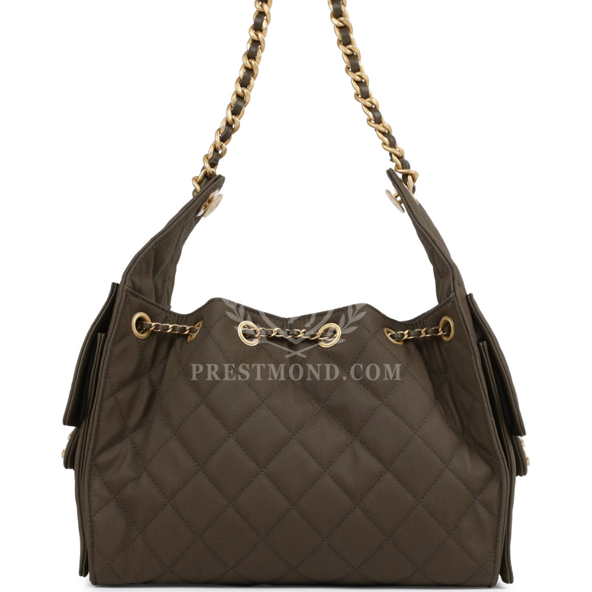 Chanel Small 25 Hobo Bag Khaki Toile Canvas Antique Gold Hardware — изображение 4