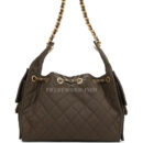 Chanel Small 25 Hobo Bag Khaki Toile Canvas Antique Gold Hardware