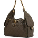 Chanel Small 25 Hobo Bag Khaki Toile Canvas Antique Gold Hardware