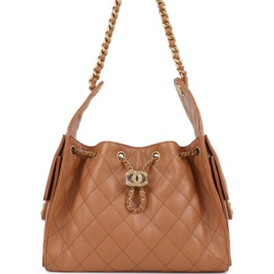 Chanel Small 25 Hobo Bag Caramel Caviar Antique Gold Hardware