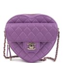 Chanel CC In Love Large Heart Bag with Chain Purple Lambskin Light Gold Hardware