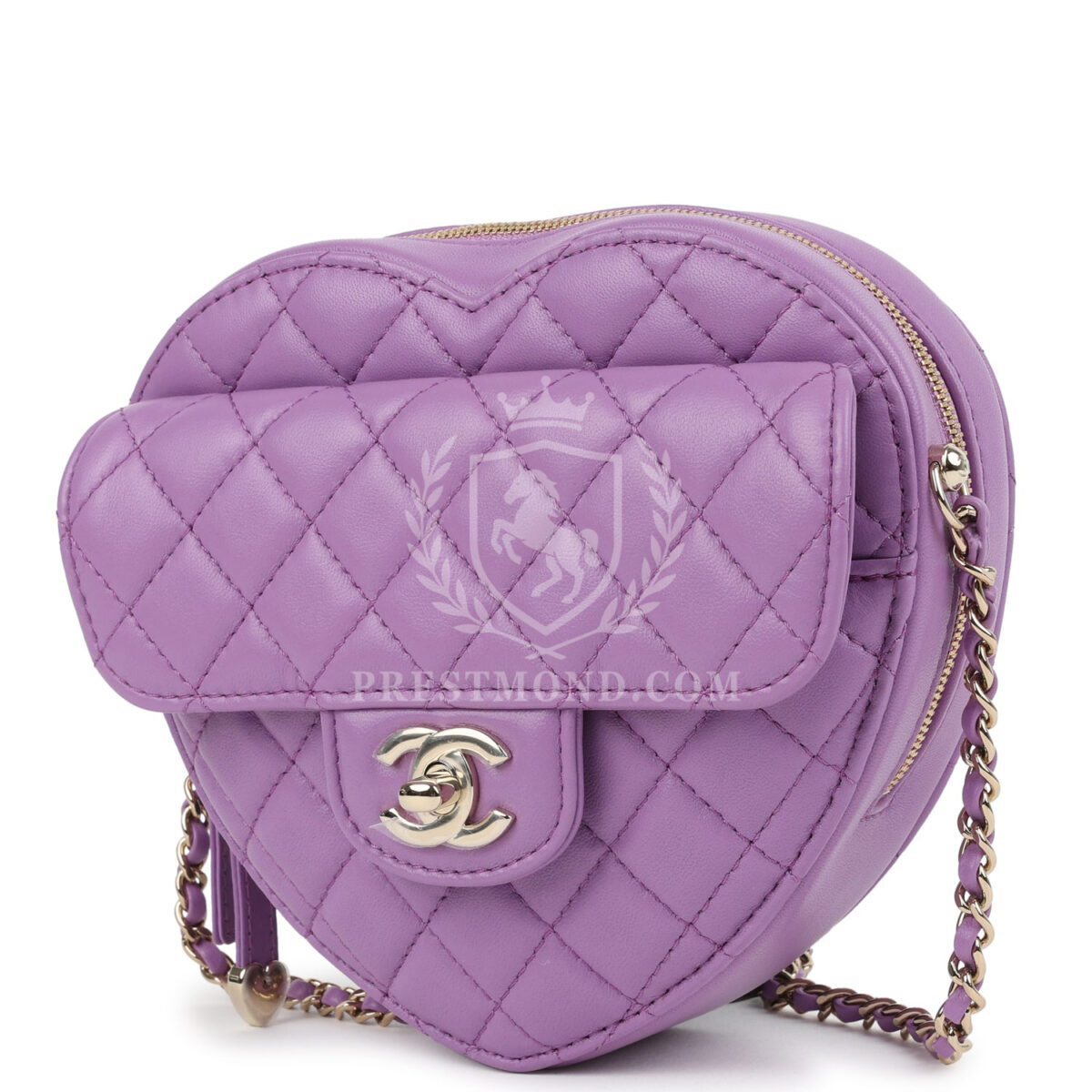 Chanel CC In Love Large Heart Bag with Chain Purple Lambskin Light Gold Hardware — изображение 5