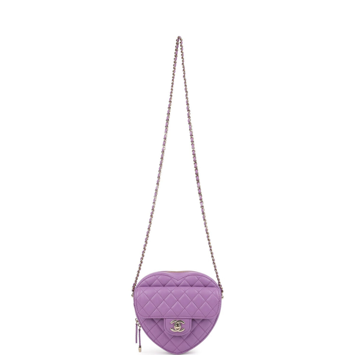 Chanel CC In Love Large Heart Bag with Chain Purple Lambskin Light Gold Hardware — изображение 7