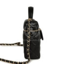 Chanel Top Handle Long Vanity Case with Chain Black Shiny Caviar Light Gold Hardware