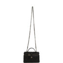 Chanel Top Handle Long Vanity Case with Chain Black Shiny Caviar Light Gold Hardware