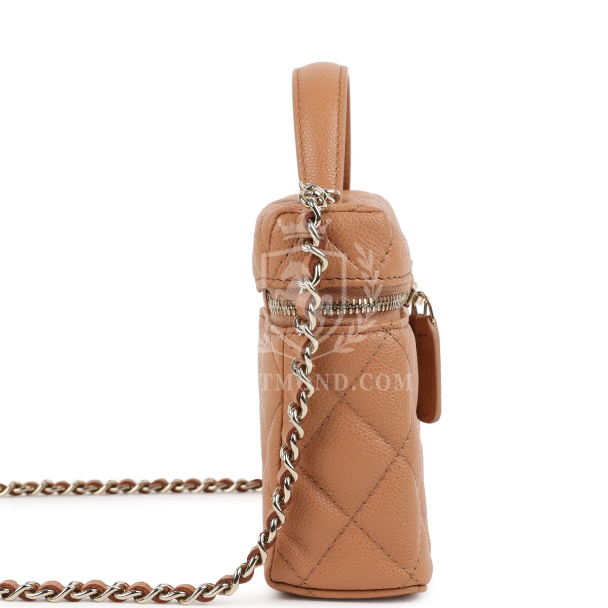 Chanel Top Handle Long Vanity Case with Chain Caramel Shiny Caviar Light Gold Hardware — изображение 3