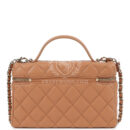 Chanel Top Handle Long Vanity Case with Chain Caramel Shiny Caviar Light Gold Hardware