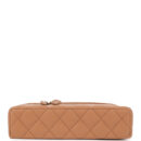 Chanel Top Handle Long Vanity Case with Chain Caramel Shiny Caviar Light Gold Hardware